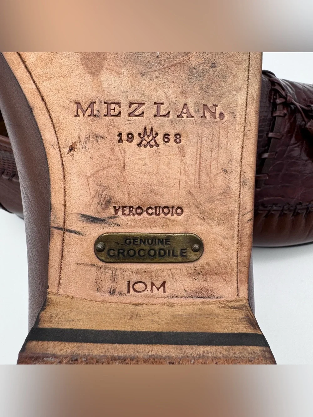 Mezlan Genuine Crocodile Brown Leather Tassel Slip-On Loafers Men's Size 10 M